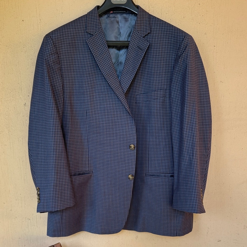 Hart Schaffner Marx Navy Checkered Blazer
